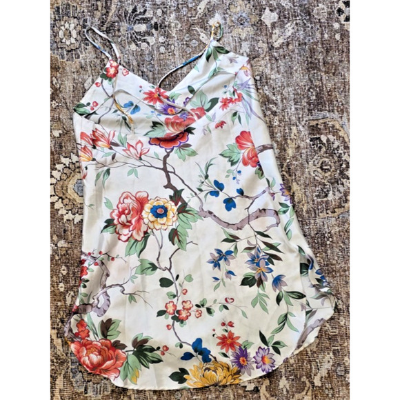 Natori White Floral Satin Robe & Slip Dress Set Women’s Small 2-Piece Lounge - Picture 6 of 11